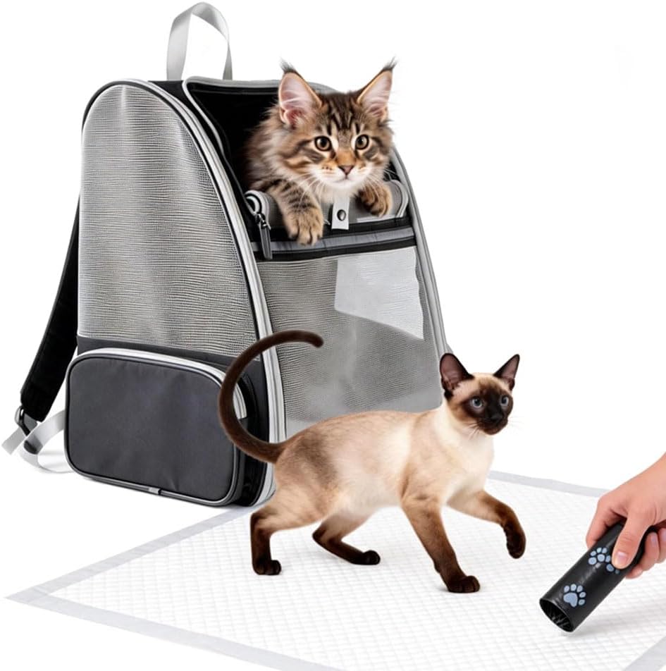 61G8xFpzwyL._AC_SL1000_.jpg Cat Carrier Soft Sided Pet Carrier Backpack Airline Approved cat Bag for Cats & Dogs - Collapsible, 270 Breathable Design with 1 Pet Poop Bag+ 5 Leak-Proof Pee Pads, Ideal for Small/Medium Pets - Image 1