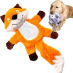 5-Pack Premium Corduroy Plush Squeaky Toy Bundle plus 1 Large Plush Fox for Medium & Large Dogs