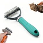 2-in-1 professional grooming comb with dematting and deshedding functions, suitable for long-haired pets.