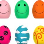 6-Piece Latex Bouncy Egg-Shaped Squeaky Balls for Puppies & Small Dogs, Interactive Fetch Toy