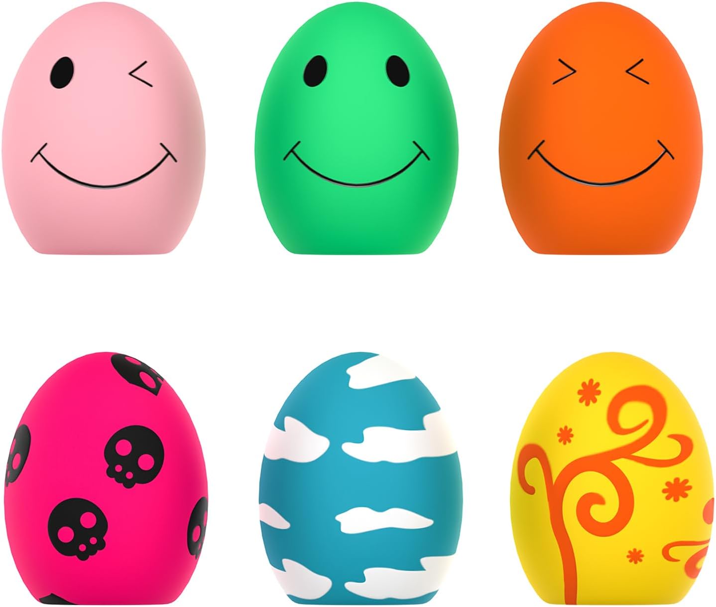 61hWkNqZE8L._AC_SL1500_.jpg 6-Piece Latex Bouncy Egg-Shaped Squeaky Balls for Puppies & Small Dogs, Interactive Fetch Toy - Image 1