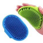 Rubber bath brush with adjustable ring handle, massaging comb for long and short-haired dogs and cats.