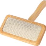 Professional slicker brush with coated tips and air-cushion design, removes undercoat tangles and loose fur.