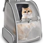 Cat Backpack Carrier,Pet Carrier Airline Approved for Small Dog Cat Puppy Kitten Bunny,Ventilated Mesh Design Animal Backpack for Hiking Camping Travel Bag (Light Grey)