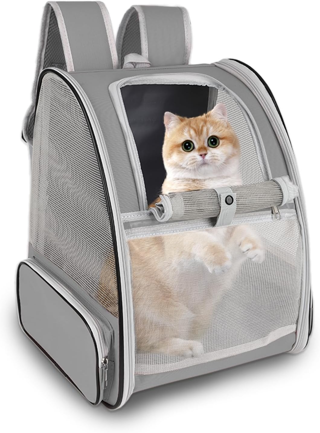 71R9tqypYL._AC_SL1500_.jpg Cat Backpack Carrier,Pet Carrier Airline Approved for Small Dog Cat Puppy Kitten Bunny,Ventilated Mesh Design Animal Backpack for Hiking Camping Travel Bag (Light Grey) - Image 1