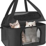Premium Cat Carrier for Pets Up to 20 Lbs, Cat Travel Bag Soft-Sided Backpack Pet Carriers with Padded Shoulder Strap, Dog Carrier for Small Dogs Puppy Carry Airline Approved, Black