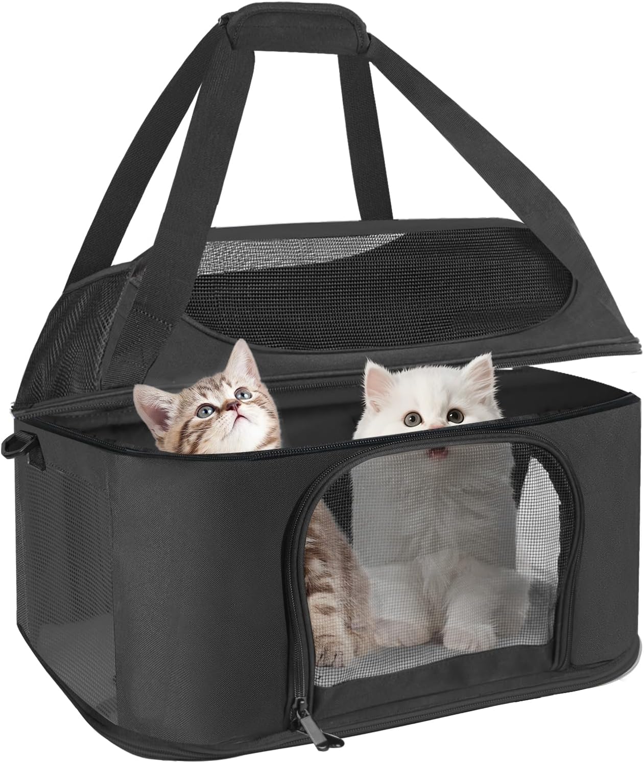 71RqR8mDbnL._AC_SL1500_.jpg Premium Cat Carrier for Pets Up to 20 Lbs, Cat Travel Bag Soft-Sided Backpack Pet Carriers with Padded Shoulder Strap, Dog Carrier for Small Dogs Puppy Carry Airline Approved, Black - Image 1