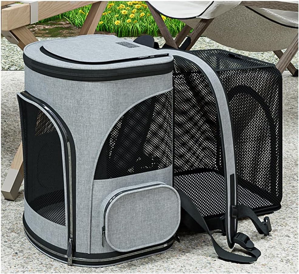 71UlPBTRgML._AC_SL1000_.jpg Cat Carrier Backpack, Expandable Pet Carrier with Sun Shade ??Oxford Canvas Material,Breathable Mesh Backpack for Small Dogs, Medium Cats, for Traveling, Hiking, Camping (Grey) - Image 1