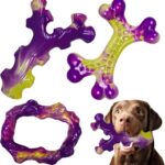 3-Pack Bacon Flavored Tough Chew Toys for Large Aggressive Chewers, Keeps Dogs Engaged