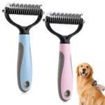 2-piece grooming brush set for dogs, removes tangles and loose fur, double-sided shedding brush design.