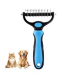 Dematting comb and undercoat rake for long-haired dogs and cats, removes tangles, knots, and loose fur from thick coats.