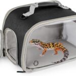 Scratch-Resistant Bearded Dragon Backpack Foldable Gecko Carrier Ventilation Travel Bag with Clear View Window Dual Carry Cage Options for Travel Hiking & Vet Visits