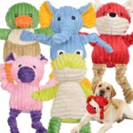 5-Pack Tough Stuffed Squeaky Plush Animal Toy Assortment for Small to Large Dogs